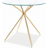 Stół szklany Azalia 80cm Signal - Glamour, Złote Nogi