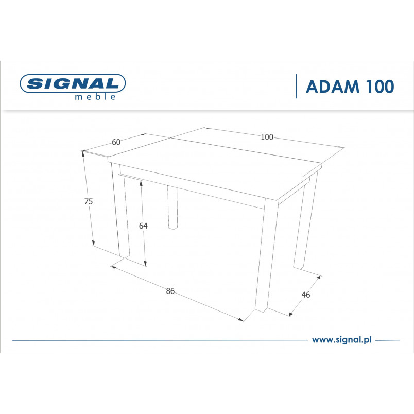 Stół skandynawski Adam 100x60 Signal - Dąb Lancelot / Biały