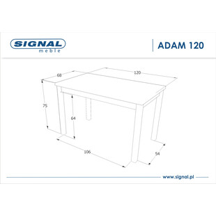 Stół skandynawski Adam 120x68 Signal - Dąb Lancelot / Biały