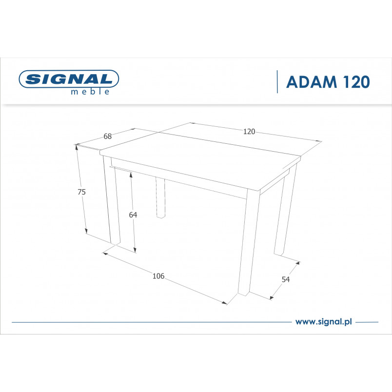 Stół skandynawski Adam 120x68 Signal - Dąb Lancelot / Biały