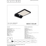 Kinkiet solarny Basic LED czarny Lucide - Oświetlenie ogrodowe