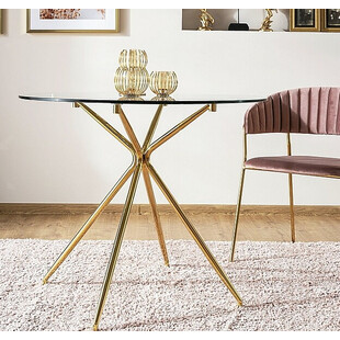 Stół szklany Azalia 80cm Signal - Glamour, Złote Nogi
