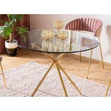 Stół szklany Azalia 80cm Signal - Glamour, Złote Nogi