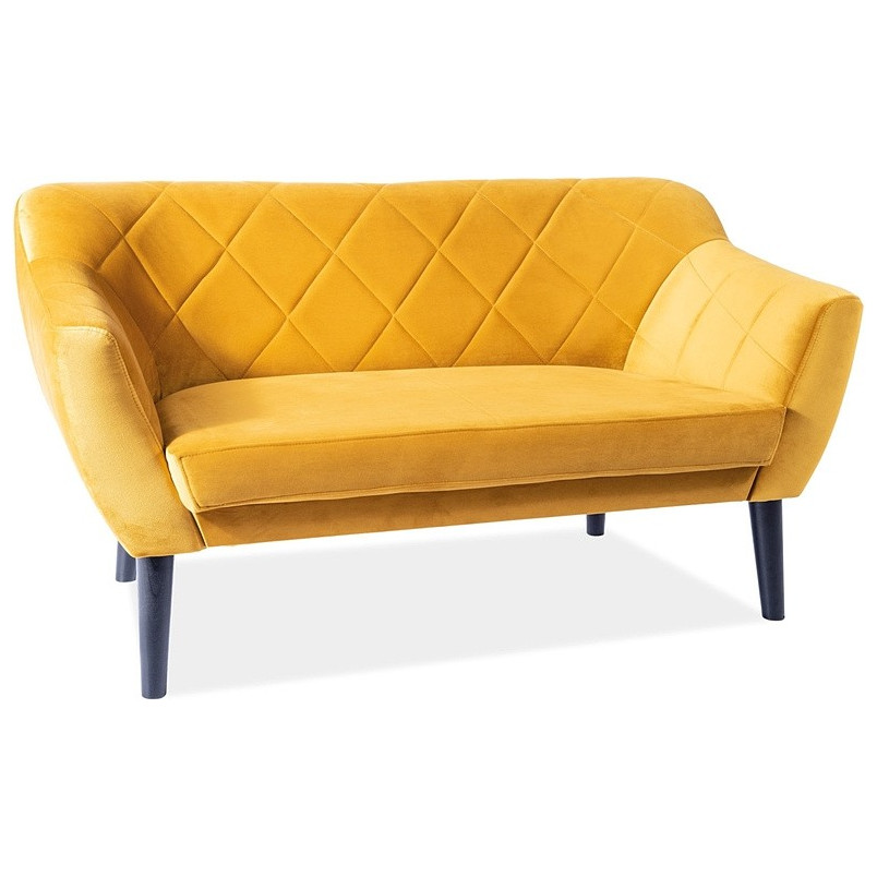 Sofa welurowa 2-osobowa Karo Signal | Żółta, Wenge | Komfort i styl