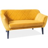 Sofa welurowa 2-osobowa Karo Signal | Żółta, Wenge | Komfort i styl