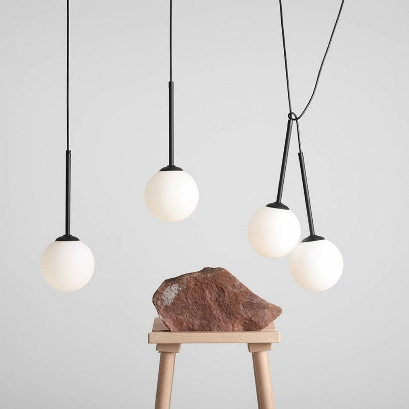 Lampa wisząca Bosso Black IV - Aldex | Szklane kule, czarno-biała