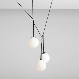 Lampa wisząca potrójna szklane kule Bosso Black III biało-czarna marki Aldex
