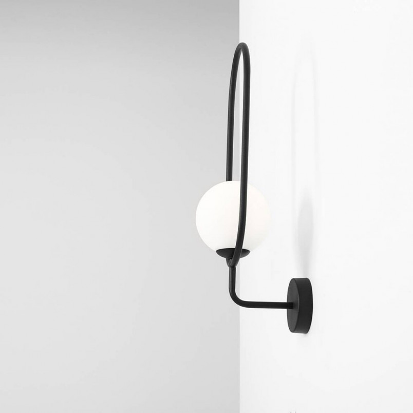 Kinkiet Riva Black Aldex - Szklana kula, designerski styl