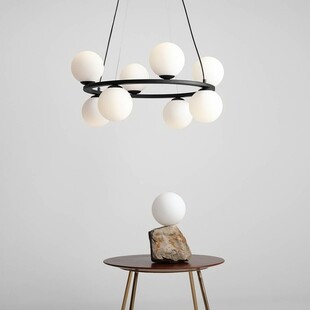 Lampa wisząca szklane kule Krone Black VIII 68 biało-czarna marki Aldex