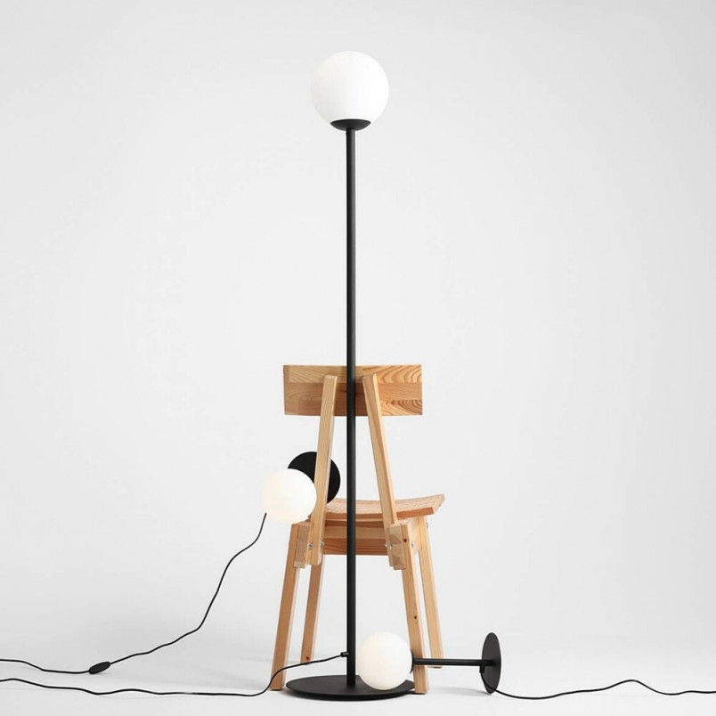 Lampa podłogowa szklana Pinne Black | Aldex - Elegancki Design