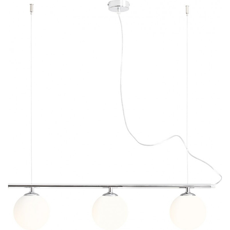 Lampa wisząca Aldex Beryl Glass III | 3 szkła, 80cm, Biało-chrom