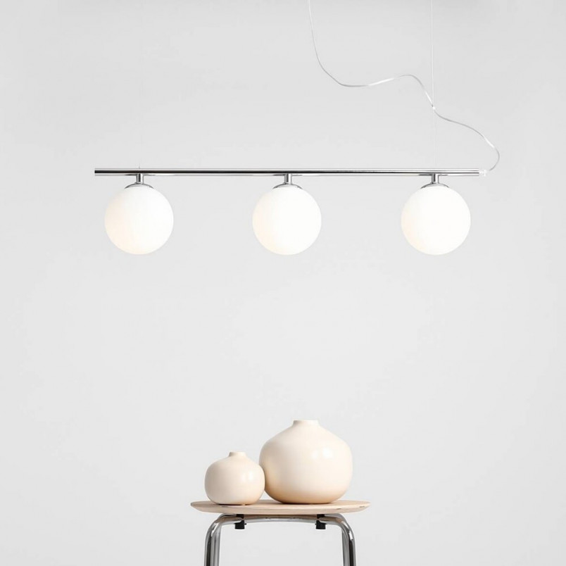 Lampa wisząca Aldex Beryl Glass III | 3 szkła, 80cm, Biało-chrom