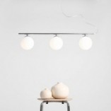 Lampa wisząca Aldex Beryl Glass III | 3 szkła, 80cm, Biało-chrom