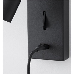 Kinkiet LED Space czarny z USB | Decolab24
