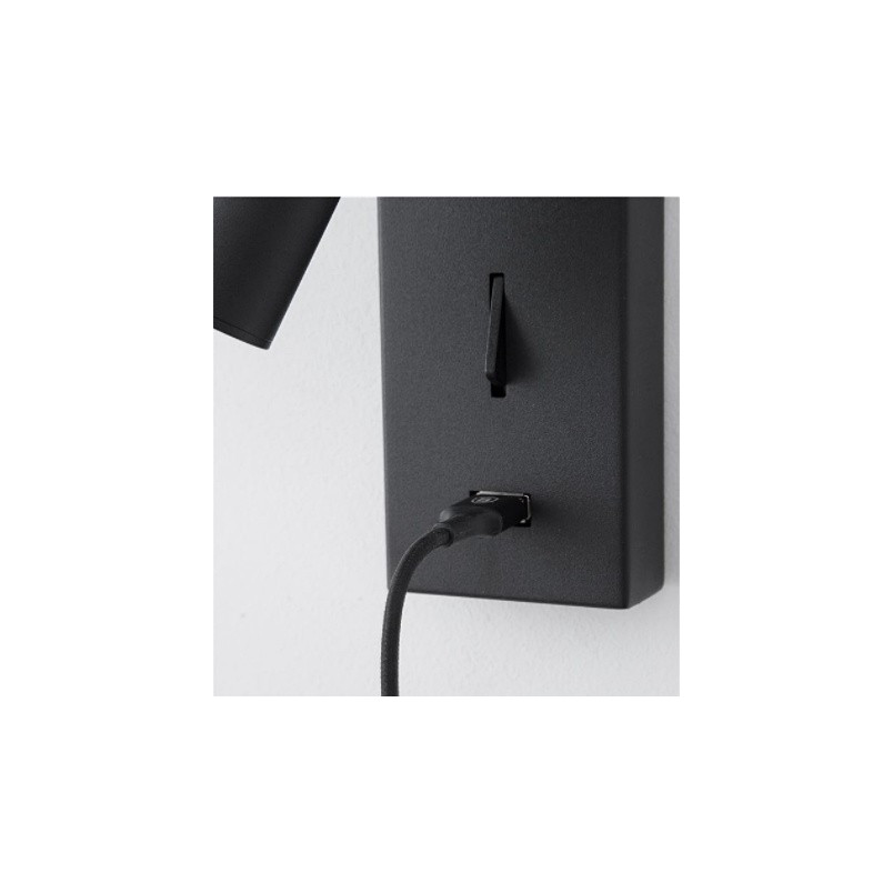 Kinkiet LED Space czarny z USB | Decolab24