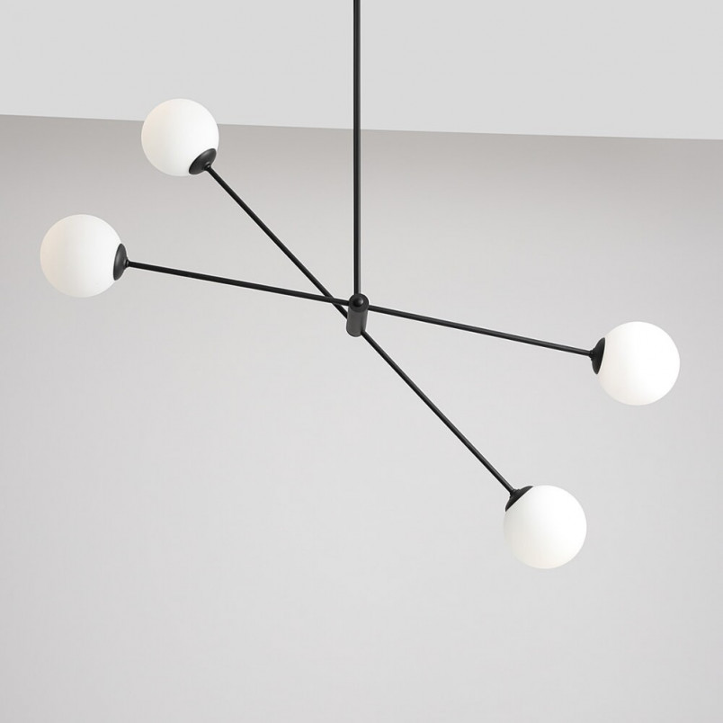 Lampa sufitowa Ohio IV - szklane kule, biało-czarna | Aldex