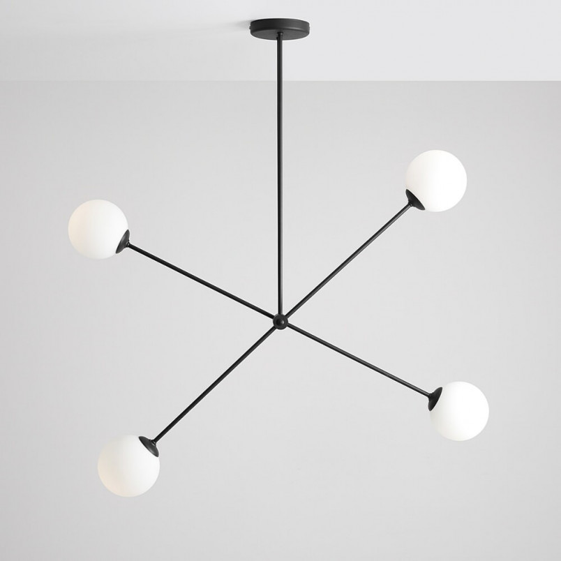 Lampa sufitowa Ohio IV - szklane kule, biało-czarna | Aldex