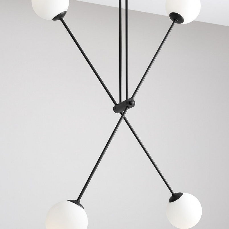 Lampa sufitowa Ohio IV - szklane kule, biało-czarna | Aldex