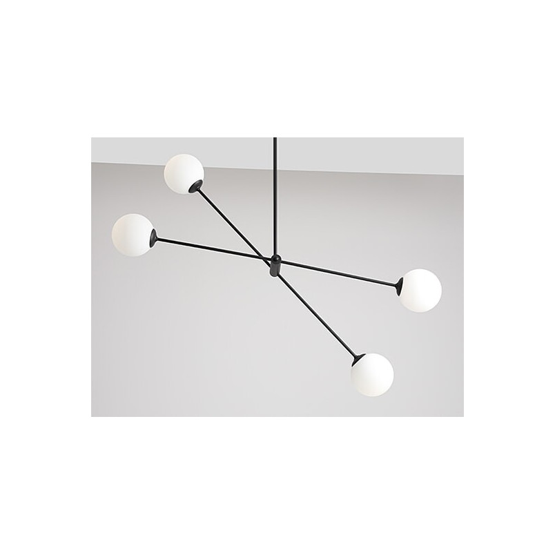 Lampa sufitowa Ohio IV - szklane kule, biało-czarna | Aldex