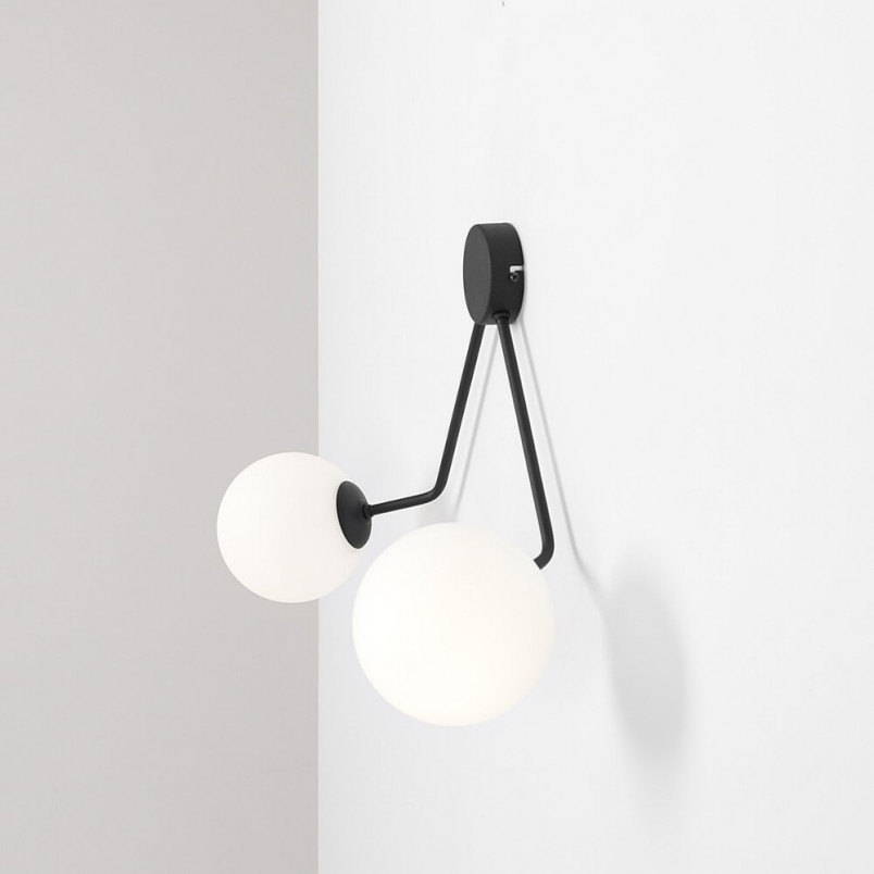 Kinkiet podwójny szklany Holm biało-czarny Aldex | Sklep Lamp