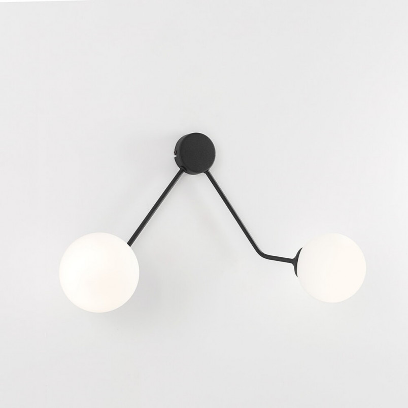 Kinkiet podwójny szklany Holm biało-czarny Aldex | Sklep Lamp