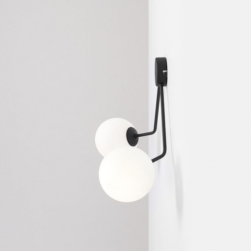 Kinkiet podwójny szklany Holm biało-czarny Aldex | Sklep Lamp