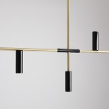 Designerska Lampa wisząca podłużna Trevo czarno-mosiężna Aldex nad stół