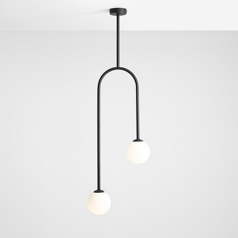 Lampa Sufitowa Nave Black II | Aldex | Szkło Biało-Czarna