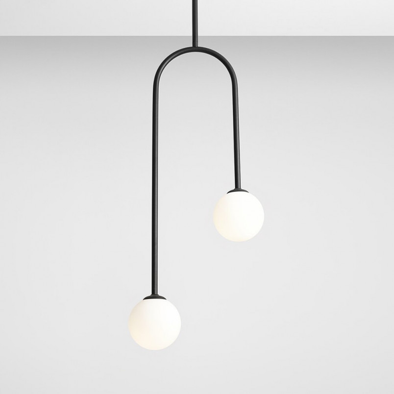 Lampa Sufitowa Nave Black II | Aldex | Szkło Biało-Czarna