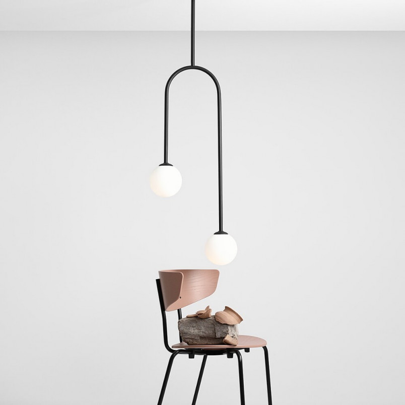 Lampa Sufitowa Nave Black II | Aldex | Szkło Biało-Czarna