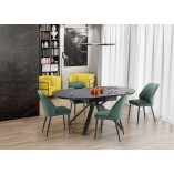 Stół rozkładany okrągły Vertigo 130cm - Halmar | Czarny marmur