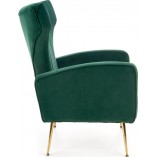 Wygodny Fotel welurowy glamour ze złotymi nogami Vario ciemny zielony Halmar do salonu i sypialni