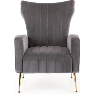 Fotel welurowy glamour ze złotymi nogami Vario popielaty marki Halmar