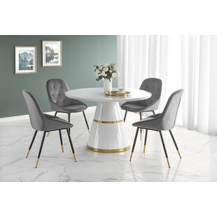 Stół Okrągły Glamour Vegas 120cm Biało-Złoty | Halmar