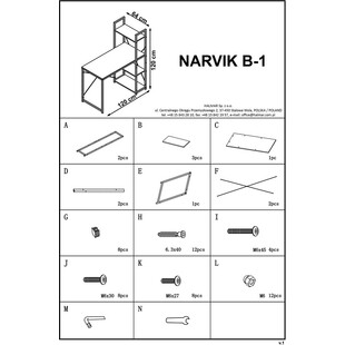 Biurko skandynawskie Narvik 120cm biały/dąb Halmar | Biurka