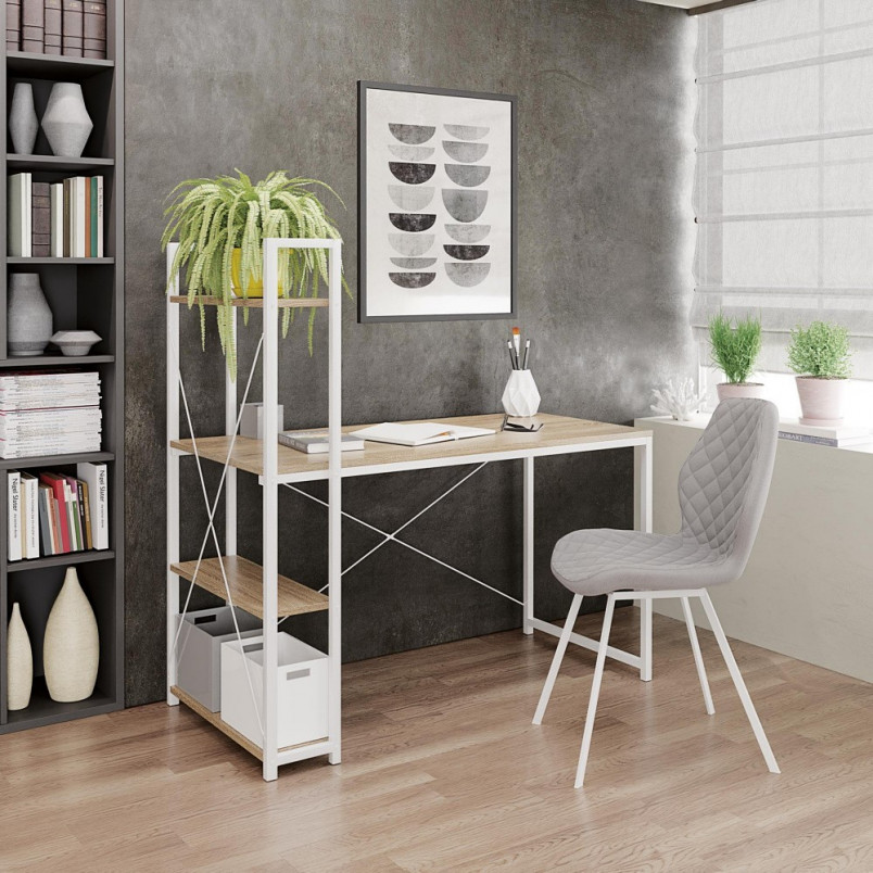 Biurko skandynawskie Narvik 120cm biały/dąb Halmar | Biurka