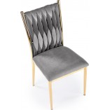 Krzesło welurowe na złotych nogach K436 szare Halmar do jadalni i salonu