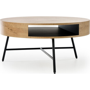 Stolik okrągły Camila Halmar | Dąb Złoty / Czarny - 80cm