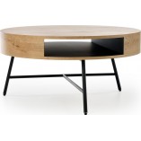 Stolik okrągły Camila Halmar | Dąb Złoty / Czarny - 80cm