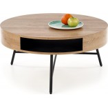 Stolik okrągły Camila Halmar | Dąb Złoty / Czarny - 80cm