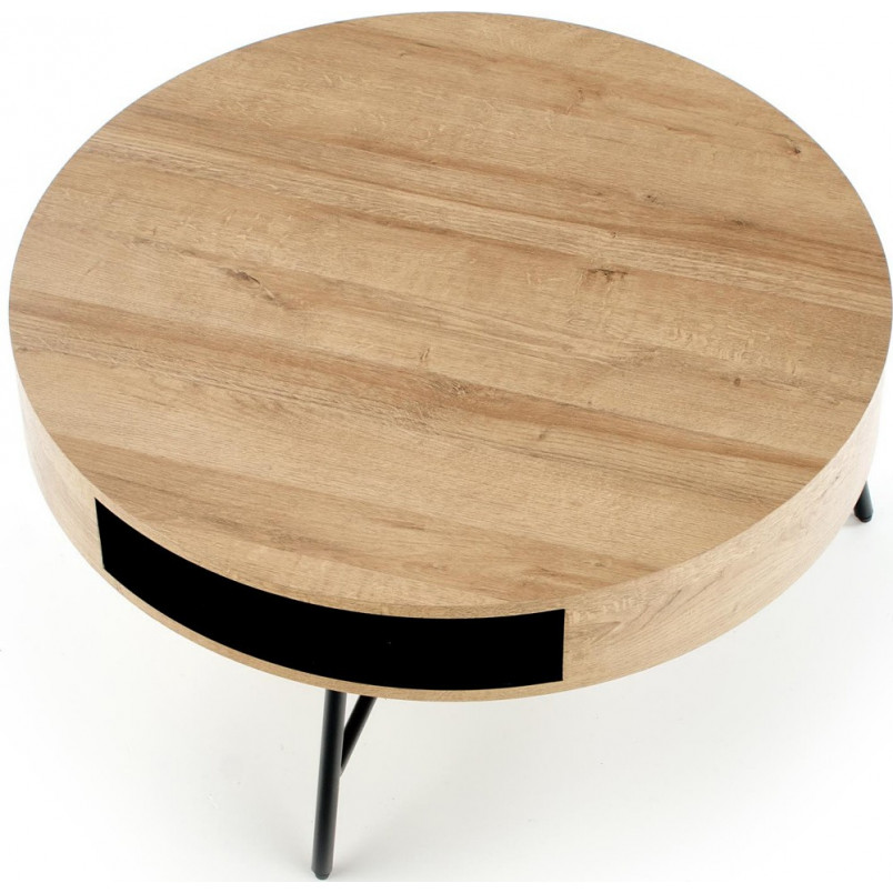 Stolik okrągły Camila Halmar | Dąb Złoty / Czarny - 80cm