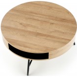 Stolik okrągły Camila Halmar | Dąb Złoty / Czarny - 80cm