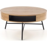 Stolik okrągły Camila Halmar | Dąb Złoty / Czarny - 80cm