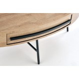 Stolik owalny Carolina 120cm dąb złoty/czarny - Halmar