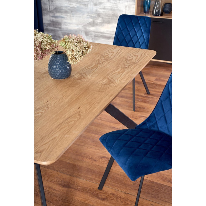 Stół rozkładany loft Bacardi 160x90 dąb/czarny | Halmar