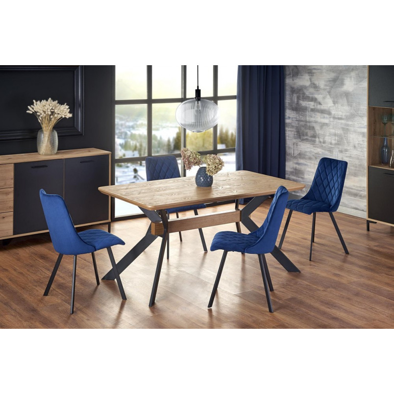 Stół rozkładany loft Bacardi 160x90 dąb/czarny | Halmar