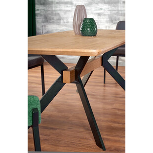 Stół rozkładany loft Bacardi 160x90 dąb/czarny | Halmar