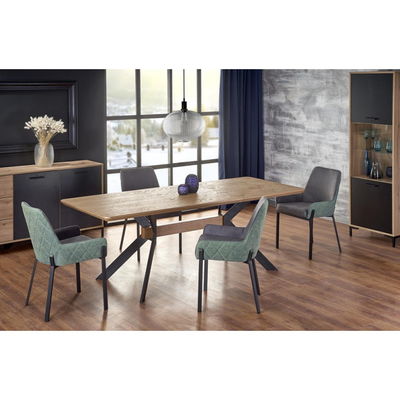 Stół rozkładany loft Bacardi 160x90 dąb/czarny | Halmar