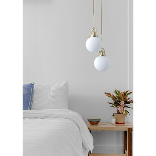 Lampa wisząca Pearl - glamour, szkło, biało-złota | Step