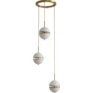 Lampa wisząca szklana Sfera III | Biało-złota | Step